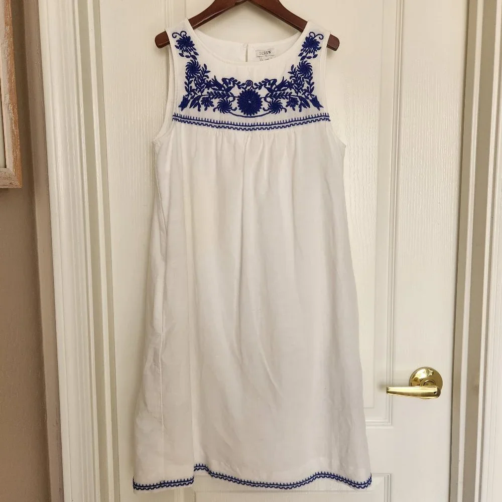 NWOT J. Crew Factory Embroidered Linen/Cotton Dress XXS - Picture 1 of 7